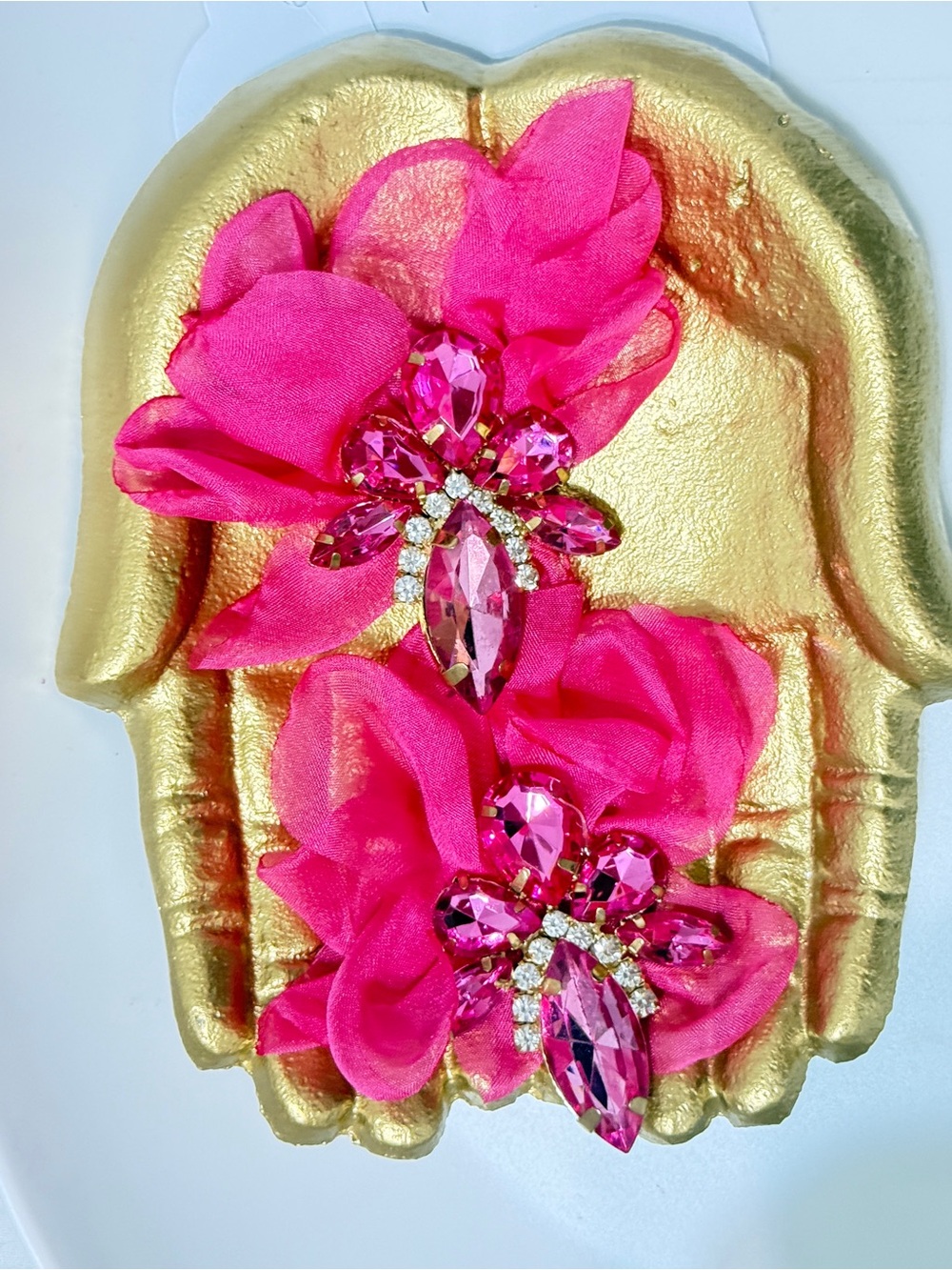 Pink Floral Crystal Earrings